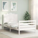 vidaXL Posteljni okvir z vzglavjem bel 100x200 cm trden les | Shoptok.si