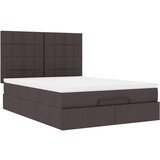  Otomanska postelja z vzmetnico & LEDs rjav 140x190 cm blago, (22053413) | Shoptok.si