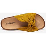Resti Royalfashion Mustard women's eco-suede flip-flops with bow Maqelia | Shoptok.si