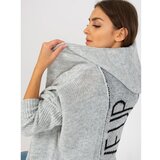 Fashion Hunters OCH BELLA gray knitted cardigan with a hood Cene