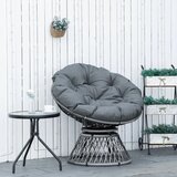  Papasan fotelja pletena fotelja s jastukom ratan od 360 stupnjeva siva Š87 x D97 x V86 cm | shoptok.hr