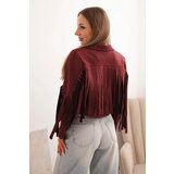 Kesi Włoski Women's suede jacket with fringes burgundy | shoptok.hr