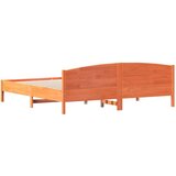  Okvir kreveta s uzglavljem voštano smeđi 200x200 cm od borovine | shoptok.hr