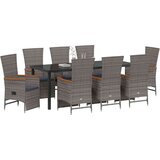vidaXL set od 9 komada vrtne blagovaonske garniture s jastucima sive poli ratan | shoptok.hr