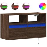 Maison Chic Stenska TV omarica - TV stojalo - Televizijska omarica z LED lučkami rjavi hrast 80x31x45 cm, (21698937) Cene