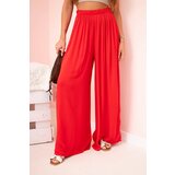 Kesi Włoski Women's wide trousers with elastic waistband red Cene