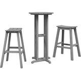  Set bar stolova za vrt 3 pcs Svijetlo siva HDPE | shoptok.hr