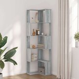 vidaXL Kotna knjižna omara 5-nadstropna siva sonoma 50x50x179 cm | Shoptok.si