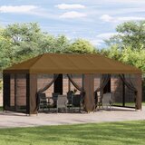 Paviljon s bočnim stranama 6 x 3 m Sivosmeđa Poliester i čelik | shoptok.hr