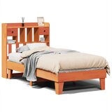 vidaXL Posteljni okvir brez vzmetnice voščeno rjav 90x200 cm borovina | Shoptok.si