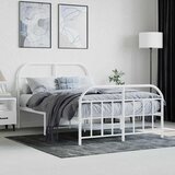  Metalni okvir kreveta uzglavlje i podnožje bijeli 120x190 cm | shoptok.hr
