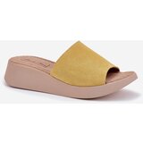 Panto Fino Ladies Suede Wedge Sandals Yellow | shoptok.hr