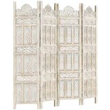 vidaXL sobna pregrada s 4 panela bijela 160x165 cm masivno drvo manga | shoptok.hr