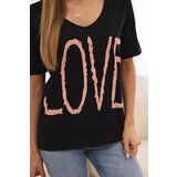 Kesi Women's cotton blouse with a V-neck and LOVE print black | shoptok.hr