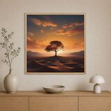 Wallxpert uramljena slika na platnu Cc-K-Ah-1015, usamljeno drvo u pustinji pri zalasku sunca, 60 x 60 cm Cene