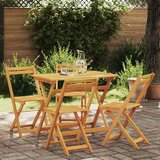 Bistro set 5 pcs Prirodna nafta Čvrsto drvo akacije | shoptok.hr