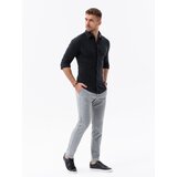 Ombre Men's knitted SLIM FIT long sleeve shirt - navy blue | Eponuda.ba