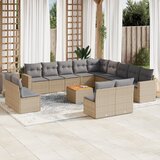 Maison Chic Seti vrtnega pohištva - Vrtna garnitura - Vrtni pohištvo set 14-delna z blazinami bež poli ratan, (21810399) | Shoptok.si