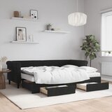 vidaXL Izvlečna dnevna postelja s predali črna 80x200 cm žamet Cene