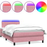 Box Spring krevet s madracem i LED ružičasti 120x220 cm samt | shoptok.hr