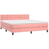  Box spring postelja z vzmetnico roza 160x200 cm žamet, (20895222) | Shoptok.si