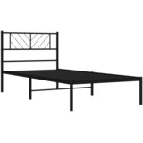  Metalni okvir za krevet s uzglavljem crni 75x190 cm | shoptok.hr