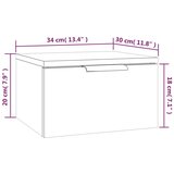 vidaXL Stenske nočne omarice 2 kosa bele 34x30x20 cm | Shoptok.si
