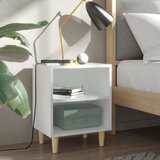 vidaXL noćni ormarić s nogama od masivnog drva bijeli 40 x 30 x 50 cm | shoptok.hr
