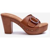 EVENTO Women's mules with stiletto heel and buckle brown Betinna | ePonuda.com