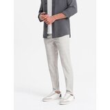 Ombre Men's pants with a classic cut in a delicate check - beige | Shoptok.si