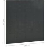 Sobna pregrada s 4 panela antracit 160 x 180 cm čelična | Shoptok.si