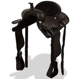 vidaXL Western Sedlo, Uzda i Obujmica Prava Koža 15 " Crno | shoptok.hr