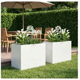 vidaXL Vrtna saksija 2 kom. Bijela 60 x 40 x 50 cm Čelična vrata - Bijela 60 x 40 x 50 cm 2 | shoptok.hr