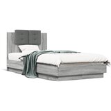 vidaXL Posteljni okvir z vzglavjem siva sonoma 90x190 cm inž. les Cene