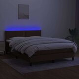  Box spring s madracem LED tamnosmeđi 140x200 cm tkanina | shoptok.hr