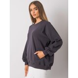 Fashion Hunters RUE PARIS Graphite cotton sweatshirt without a hood | Shoptok.si