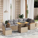 The Living Store Vrtna sedežna garnitura 7-delna z blazinami bež poli ratan - Vrtna Sedežna Garniture, (21469551) | Shoptok.si