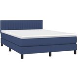 vidaXL Box spring postelja z vzmetnico LED modra 140x190 cm | Shoptok.si