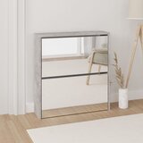 vidaXL Omarica za čevlje z ogledalom 2-nadstropna bet. siva 63x17x67cm Cene