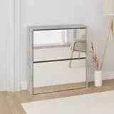 omarica za čevlje z ogledalom 2-nadstropna bet. siva 63x17x67cm