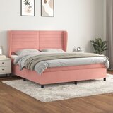  The Living Store Box spring postelja z vzmetnico roza 160x200 cm žamet - Box Spring Postelja, (21448877) Cene
