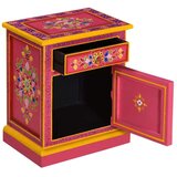  Noćni ormarić od masivnog drva manga ružičasti ručno obojen | shoptok.hr