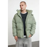 Trendyol Men's Khaki Oversize Fit Hooded Taslan Winter Coat