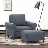  Fotelja s tabureom tamnosiva 60 cm baršunasta | shoptok.hr