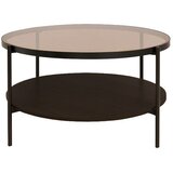 Unique Furniture Rjava okrogla klubska mizica s stekleno mizno ploščo ø 84 cm Hassel – Cene