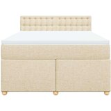  Krevet s oprugama i madracem krem 140 x 190 cm od tkanine | shoptok.hr
