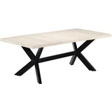  Blagovaonski stol bijeli 200x100x75 cm od masivnog drva manga | shoptok.hr