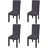 vidaXL Ravne raztegljive prevleke za stole 4 kosi antracitne | Shoptok.si