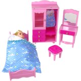  Lutka za igru i namještajem iz spavaće sobe - roza | shoptok.hr