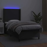  Box spring postelja z vzmetnico LED črn 100x200 cm umetno usnje, (20789213) | Shoptok.si